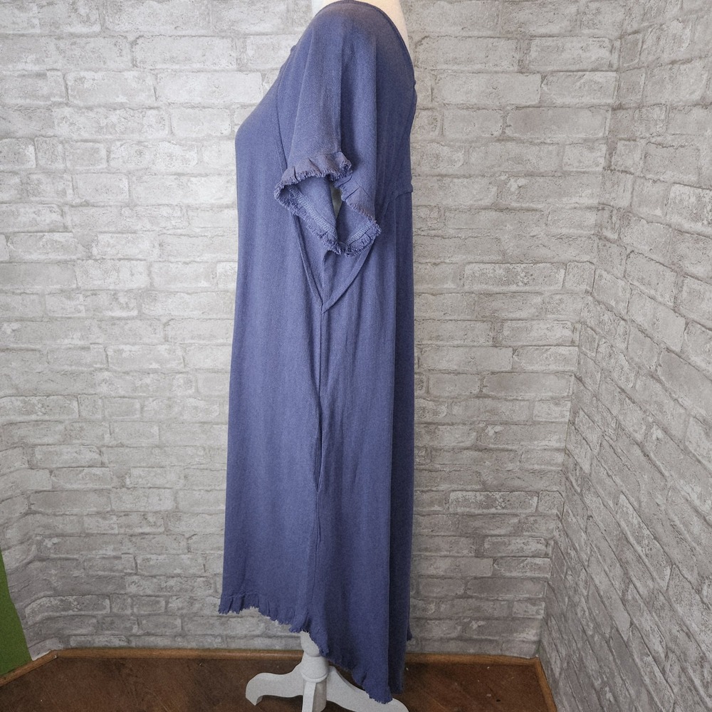 Umgee Maxi Dress Blue Linen Blend High Low Hem Boho Resort Small - Picture 4 of 8